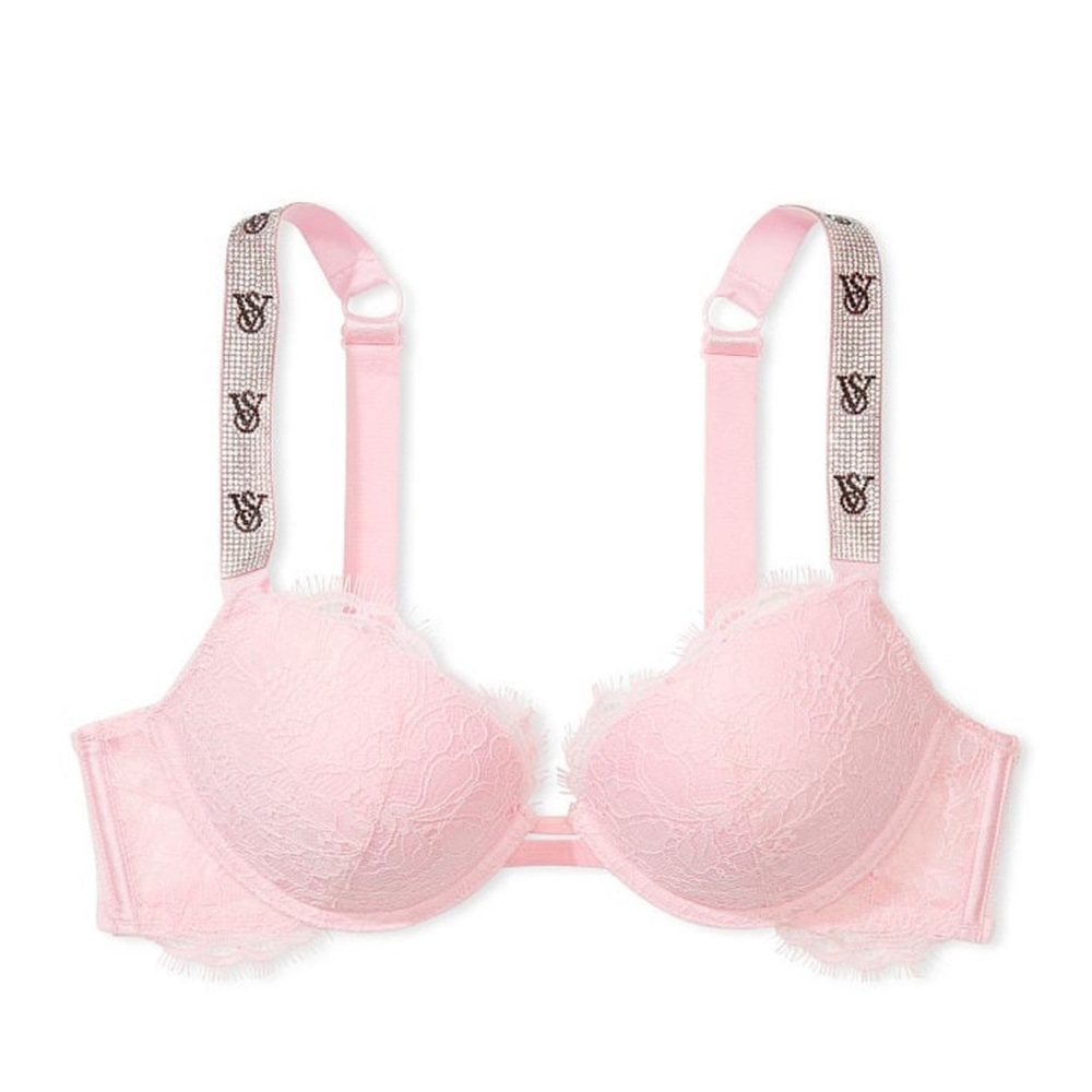 Victoria's Secret Light Pink Lace Bra with Embellished Straps
